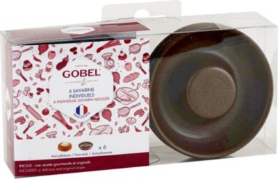 Moule à gâteau fantaisie GOBEL Boîte de 6 savarins individuels bouchés Moule à gâteau fantaisie GOBEL Boîte de 6 savarins individuels bouchés