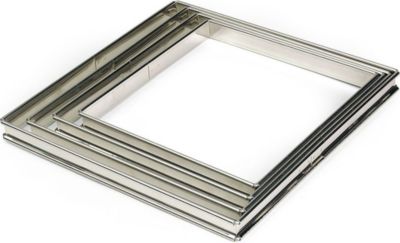 Moule à tartelette GOBEL Flan à tarte - Carré - inox - bords roul