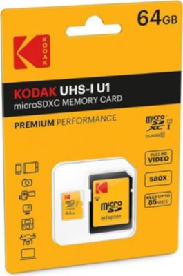 Carte Micro SD KODAK KODAK Carte Micro SDXC 64 Go Premium + A