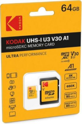 Carte Micro SD KODAK KODAK Carte Micro SDHC 64 Go + Adaptateu