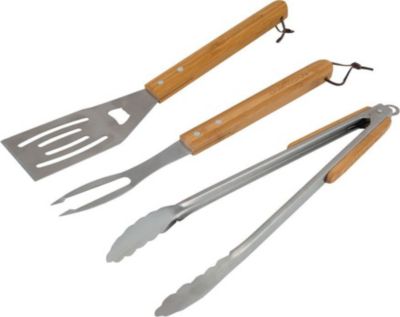 Ustensile barbecue CAMPINGAZ Set de 3 ustensiles - Inox - Manche en b
