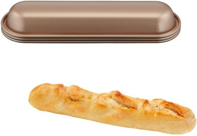 Box HomeMadeBread : plaque 2 baguettes moule à pain 35 cm grignette et  corne souple - Tom Press