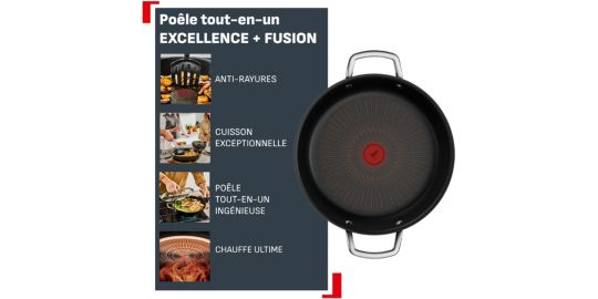 Poêle TEFAL 28cm Excellence + avec couvercle