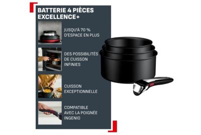 Batterie de cuisine TEFAL Ingenio Excellence 3 casseroles + poign