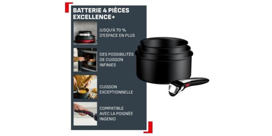 Batterie de cuisine TEFAL Ingenio Excellence 3 casseroles + poign