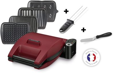 Croque, gaufre, gaufrette, gril Lagrange Premium rouge 4 plaques - Pic et spatule