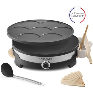 Crêpière LAGRANGE Tradi Duo 109 017 - 1500W, 35 Cm, 7 Mini Crêpes, Revêtement Antiadhésif