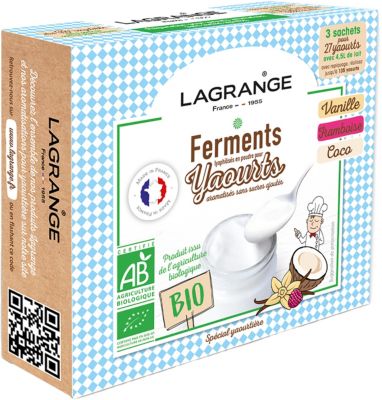 Ferment lactique LAGRANGE bio vanille framboise noix de coco