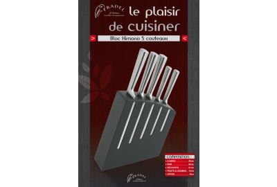 Bloc couteaux DUBOST Kimono Noir + 5 couteaux Inox