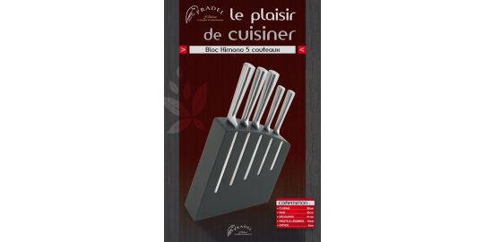 Bloc couteaux DUBOST Kimono Noir + 5 couteaux Inox