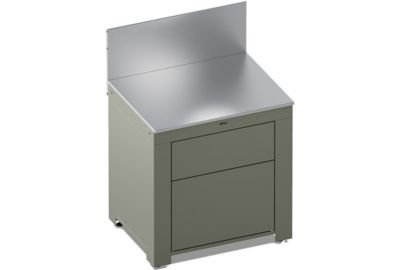 Meuble de cuisine extérieure ENO MODULO Plan de travail-Tiroirs-Sauge