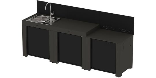 Meuble de cuisine extérieure ENO CLASSIC 3 Modules Gris Cargo PMOD703M