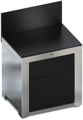 Meuble de cuisine extérieure ENO Plan de travail-Tiroirs-Noir et inox PM