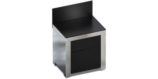 Meuble de cuisine extérieure ENO Plan de travail-Tiroirs-Noir et inox PM