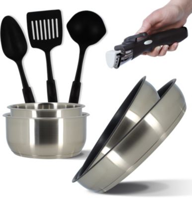 Ingenio Préférence, Lot 3pcs, 2 poêles + poignée amovible, Inox, Induction, BATTERIES DE CUISINE A MANCHES AMOVIBLES