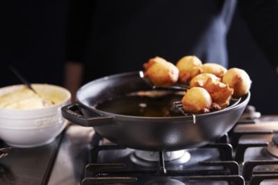 Wok STAUB 30 cm couvercle en verre Noir mat