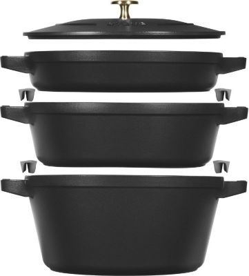 Cocotte ZWILLING Set  4 pièces, Fonte, 24 cm, Noir