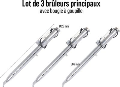Ustensile barbecue SOMAGIC Lot 3 brûleurs avec bougie a goupille