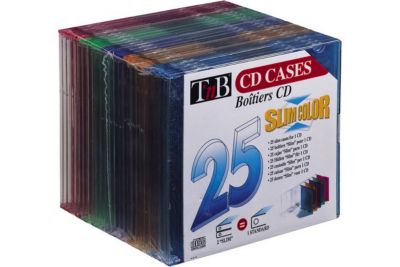 Boite à CD/DVD TNB 25 CD Slim Color simple transparent