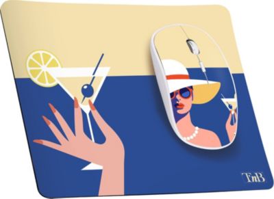 Souris sans fil TNB BUMWXCOCKTAIL + Tapis de souris
