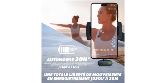 Micro cravate sans fil TNB sans fil avec boitier de charge noir