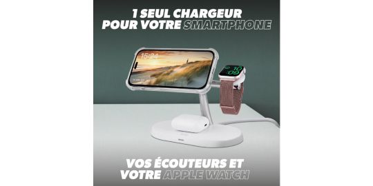 Chargeur TNB Station de charge sans fil 3 en 1 Blanc