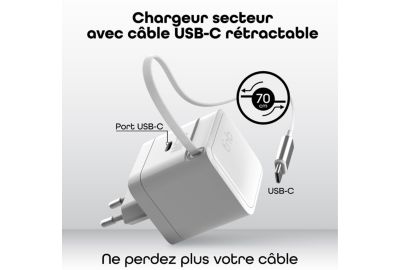 Chargeur + câble TNB GAN USB-C power delivery + cable 70cm
