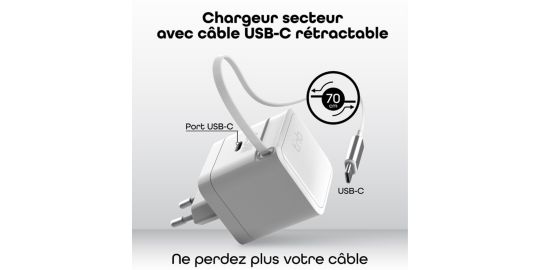 Chargeur + câble TNB GAN USB-C power delivery + cable 70cm