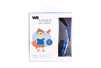 Casque micro WE enfant BLEU 3-10 ans réglable