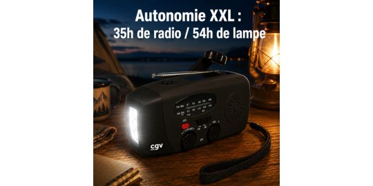 Radio FM CGV de survie à manivelle noir