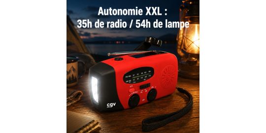 Radio FM CGV de survie à manivelle rouge