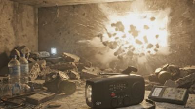 Voir la vidéo pour Radio FM CGV de survie à manivelle rouge