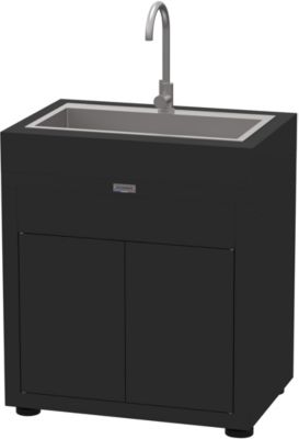 Meuble de cuisine extérieure LE MARQUIER avec evier integre 80x55 cm noir