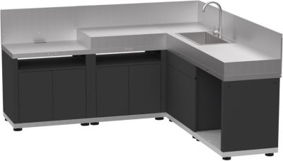 Cuisine extérieure LE MARQUIER d angle 5 elements avec credences duo