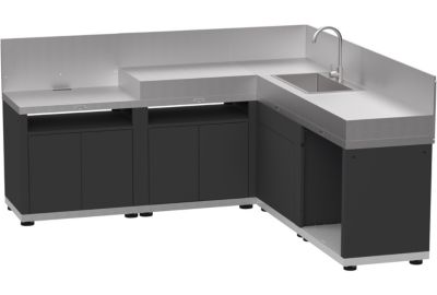 Cuisine extérieure LE MARQUIER d angle 5 elements avec credences duo