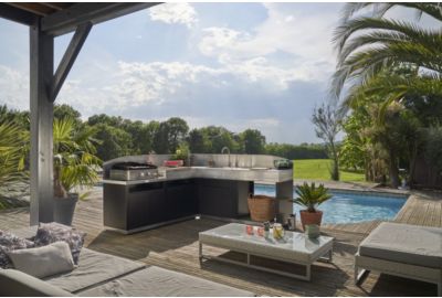 Cuisine extérieure LE MARQUIER d angle 5 elements avec credences duo