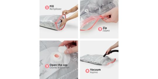 Housse COMPACTOR lot de 2 sacs de rangement sous vide tailles M + L