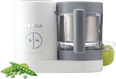 BÉABA, Babycook Solo, Robot Bébé 4 en 1 Mixeur-Cuiseur, Cuisson Vapeur,  Diversification alimentaire, Petits pots bébé maison, White/Silver