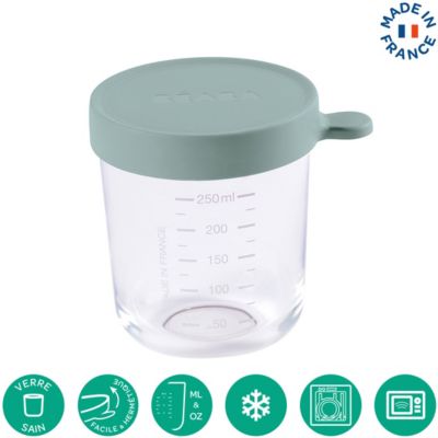 Pot de conservation BEABA verre 250ml eucalyptus green
