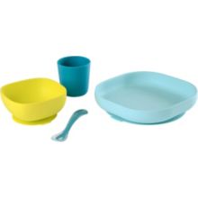 Coffret repas BEABA 913428 4pieces vaisselle silicone bleu