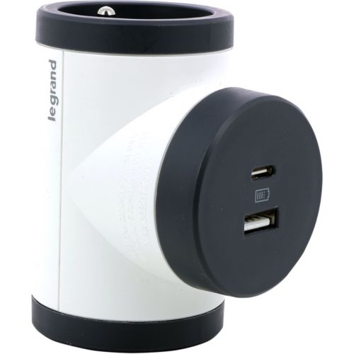 Watt & Co Biplite - Chargeur multiprise USB rotatif - Blanc