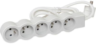 Multiprise LEGRAND FB 5X2P+T STANDARD 1.5M BLANC-GRIS