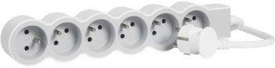 Multiprise LEGRAND FB 6X2P+T STANDARD 1.5M BLANC-GRIS