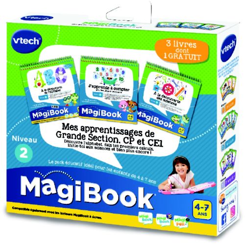 VTech - MagiBook, Livre Éducatif Enfant Niveau 3 En Route pour l'École,  Pages Illustrées et Interactives