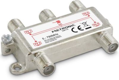 Câble Ethernet METRONIC Répartiteur TV 4 sorties à fiche F blind Câble Ethernet METRONIC Répartiteur TV 4 sorties à fiche F blind