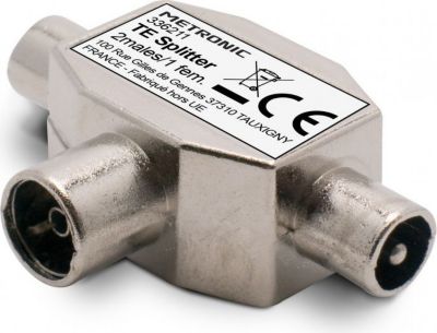 Câble Ethernet METRONIC Répartiteur TV en T 9,52 mm 2 mâles/1 fe