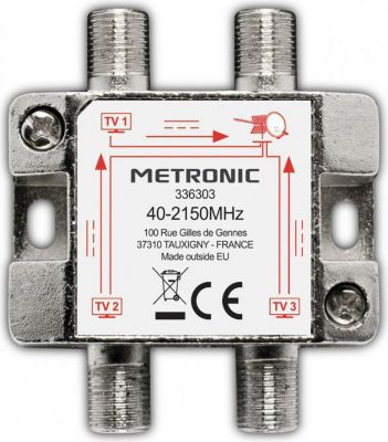Câble Ethernet METRONIC Répartiteur TV/SAT 3 sorties à fiche F b