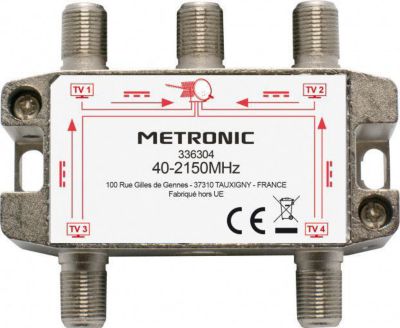 Antenne extérieure METRONIC Répartiteur TV/SAT 4 sorties à fiche F b
