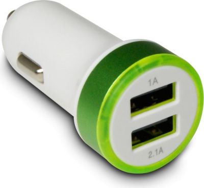 Chargeur secteur METRONIC Chargeur voiture 2 USB vert