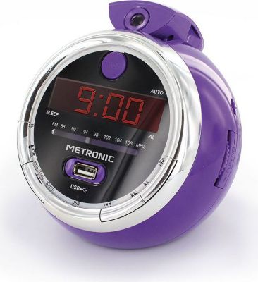 Radio réveil METRONIC Radio-réveil Pop Purple FM USB projectio